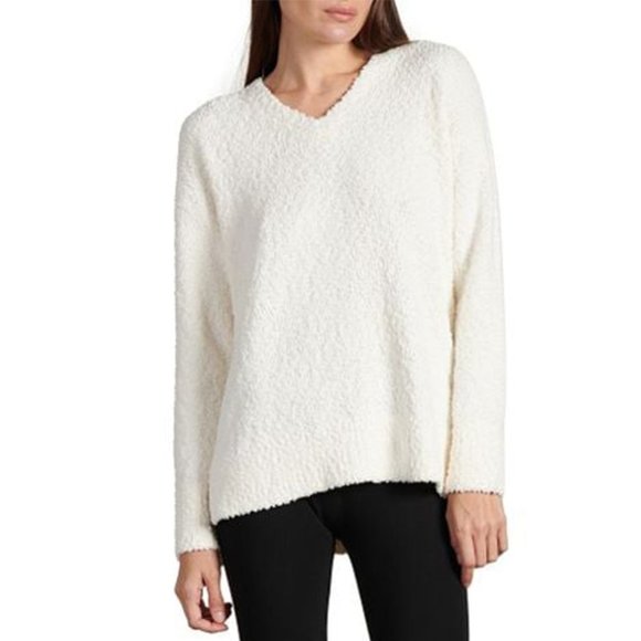 SANCTUARY White Milk Teddy V-Neck‎ Sweater Sz L - Picture 1 of 9